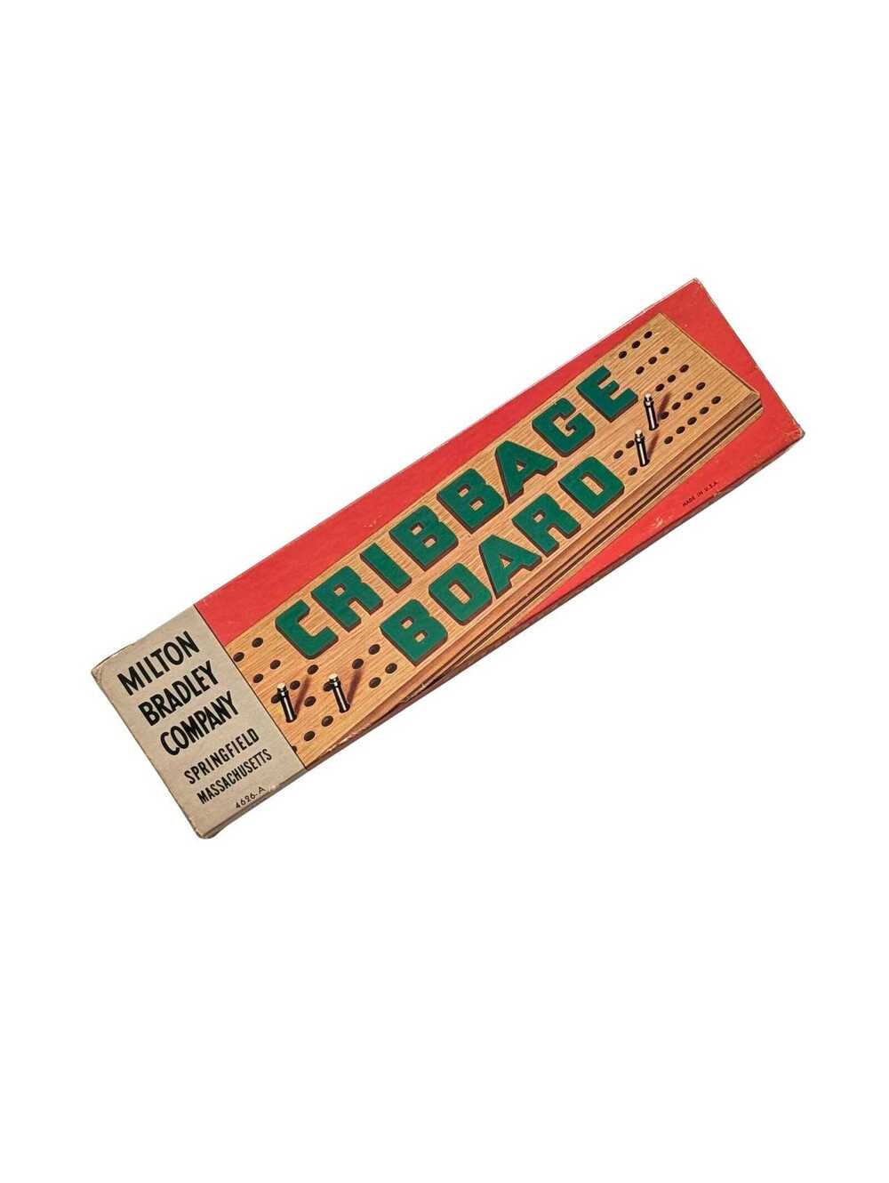 Vintage Milton Bradley Wood Cribbage Board